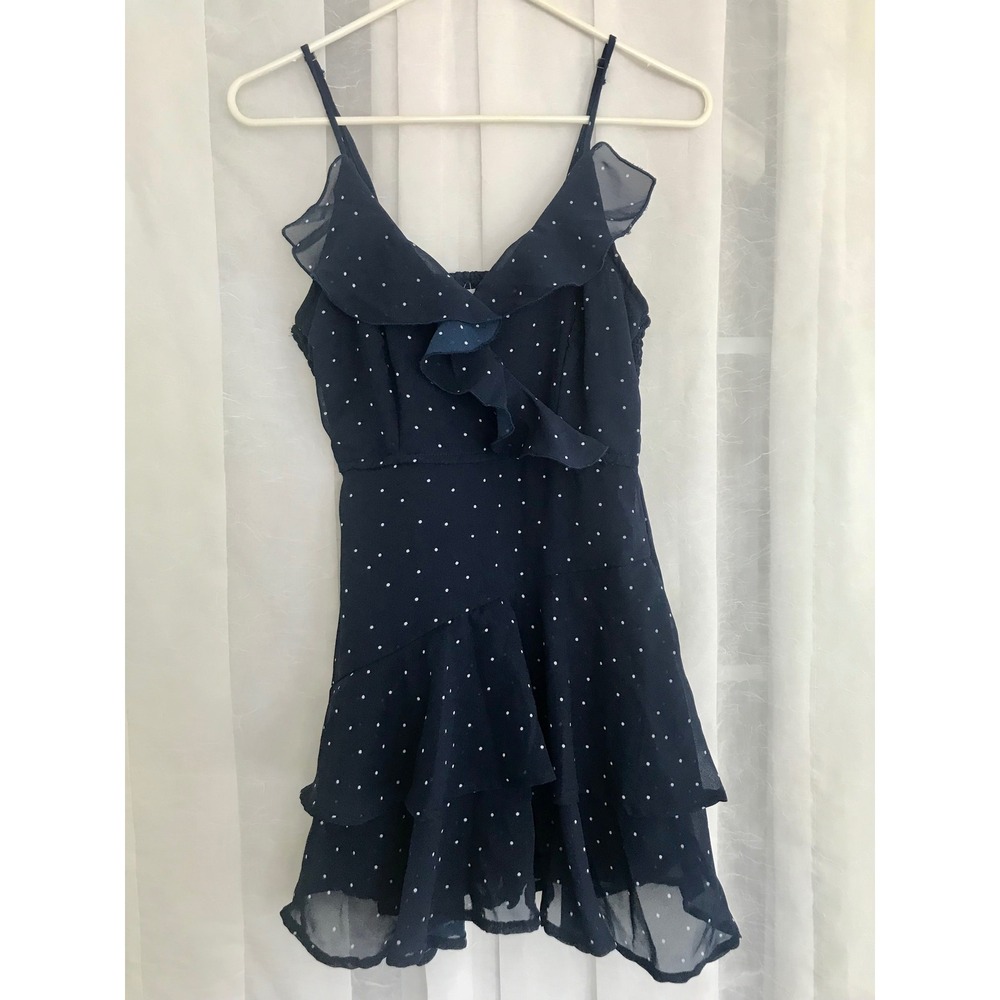Jopna Navy Blue Polka Dot Ruffle Tiered Mini Dress with built‎ in Shorts
Sm